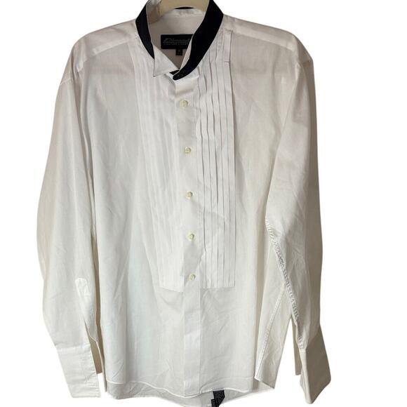 Damante White Tux Shirt with Black Trim 16 32/33 - Picture 1 of 9